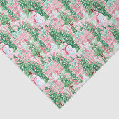 Pink und Green Christmas Snowman Village Seidenpapier (Ausschnitt)