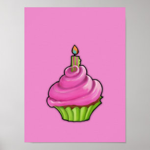 Pink und Green Cupcake rosa Poster