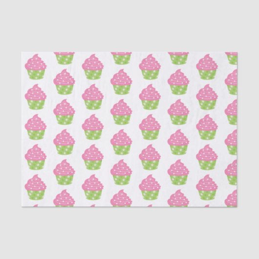 Pink und Green Cupcake Tissue Paper Seidenpapier (Vorderseite)