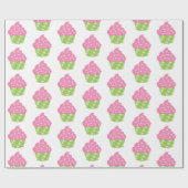 Pink und Green Cupcake Wrapping Paper Geschenkpapier (Flach)