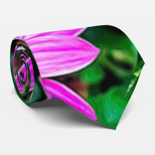 Pink und Green Daisy Muster Krawatte (Gerollt)