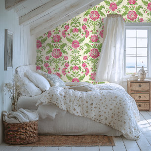 Pink und Green Damask Muster Tapete