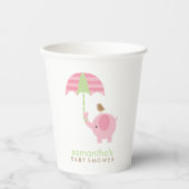 Pink und Green Elephant Babydusche Papier Cup Pappbecher (Vorderseite)