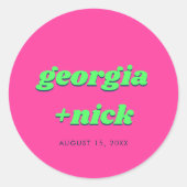 Pink und Green Engagement Party Hochzeit Runder Aufkleber (Vorderseite)