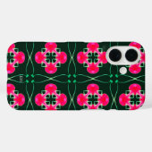 Pink und Green Floral iPhone Case mit Name (Rückseite (Horizontal))