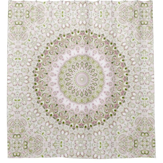 Pink und Green Floral Mandala Design Duschvorhang (Vorderseite)