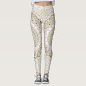 Pink und Green Floral Mandala Design Leggings (Vorderseite)