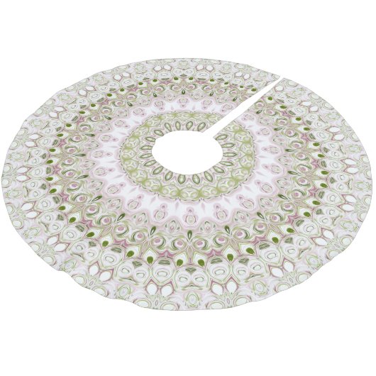 Pink und Green Floral Mandala Design Polyester Weihnachtsbaumdecke (Schrägansicht)