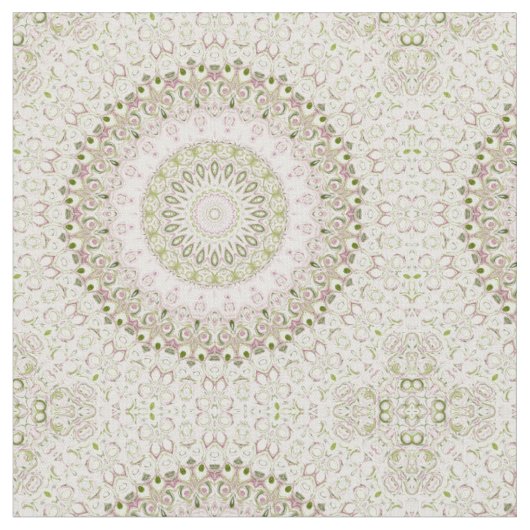 Pink und Green Floral Mandala Design Stoff (Nahaufnahme)