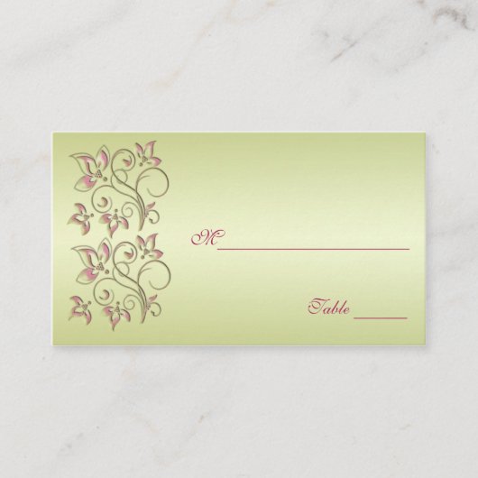 Pink und Green Floral Placecards Platzkarte (Vorderseite)
