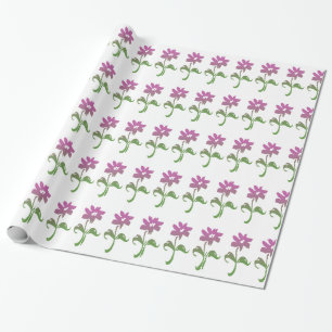Pink und Green Flower Garden Geschenkpapier