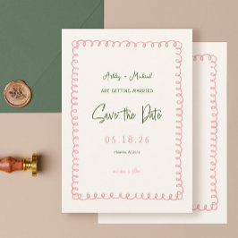 Pink und Green French Fusion Save The Date