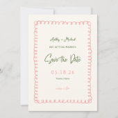Pink und Green French Fusion Save The Date (Vorderseite)