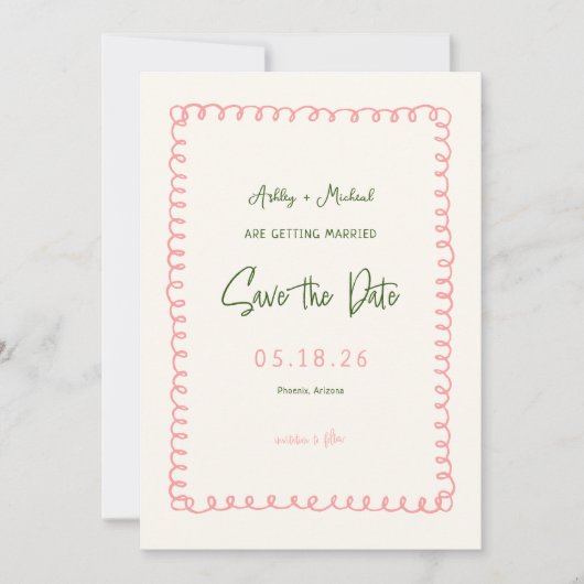 Pink und Green French Fusion Save The Date (Vorderseite)