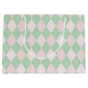 Pink und Green Girl Raute Muster Große Geschenktüte