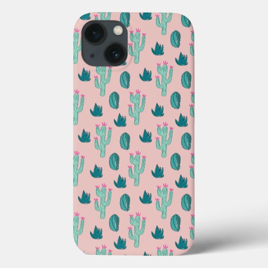 Pink und Green Girly Cactus Pattern Case-Mate iPhone Hülle (Rückseite)