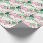 Pink und Green Girly Dinosaur Baby Dusche Geschenkpapier (Ecke)