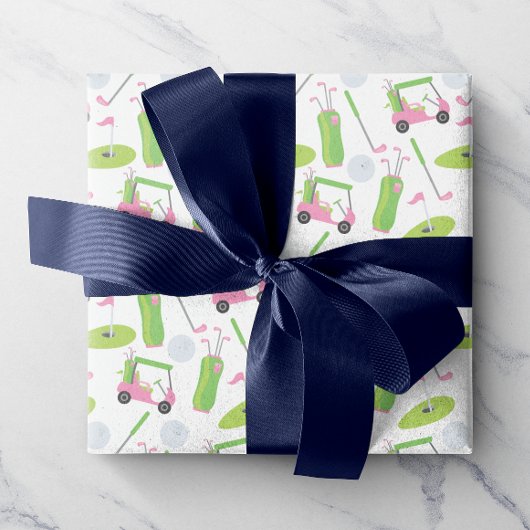 Pink und Green Golf Wrapping Paper Geschenkpapier