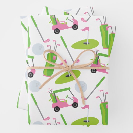 Pink und Green Golf Wrapping Paper Geschenkpapier Set (Beispiel)