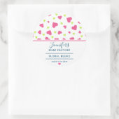 Pink und Green Hearts Muster Kerzen Seifenabhang Runder Aufkleber (Tasche)