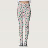 Pink und Green Hübsch Cactus Pattern Leggings (Vorderseite)