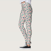 Pink und Green Hübsch Cactus Pattern Leggings (Links)