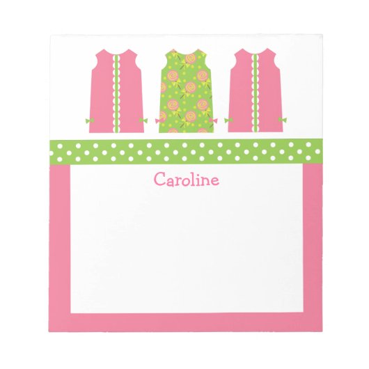 Pink und Green Lollipop Shift Dress Notepad Notizblock (Vorderseite)