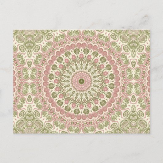 Pink und Green Mandala Muster Postkarte (Vorderseite)