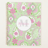 Pink und Green Mit Monogramm Paisley Custom Planer (Vorderseite)