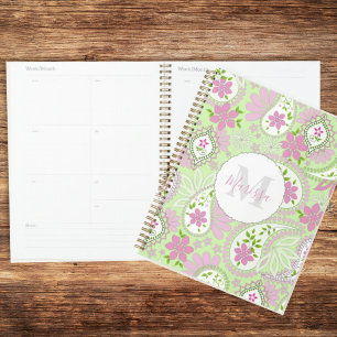 Pink und Green Mit Monogramm Paisley Custom Planer