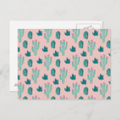 Pink und Green Niedlich Cactus Pattern Postkarte (Vorne/Hinten)