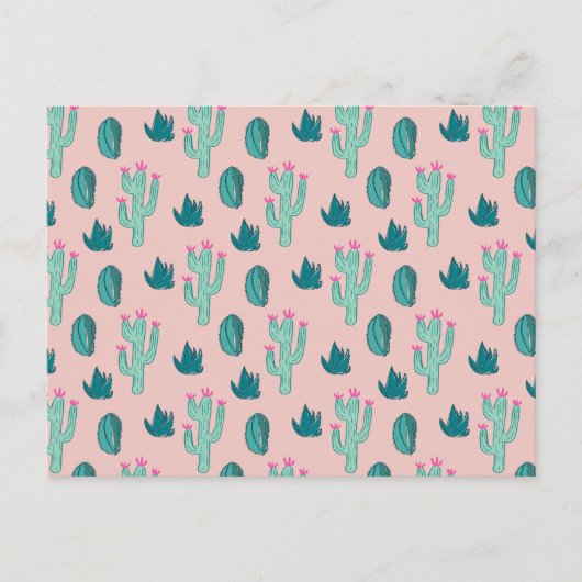 Pink und Green Niedlich Cactus Pattern Postkarte (Vorderseite)