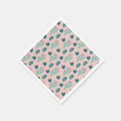 Pink und Green Niedlich Cactus Pattern Serviette (Ecke)