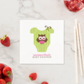 Pink und Green Owl Baby Outfit Serviette (Beispiel)
