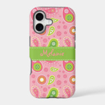 Pink und Green Paisley iPhone Monogram Custom