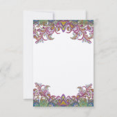 Pink und Green Paisley Peacock Wedding Save The Date (Rückseite)