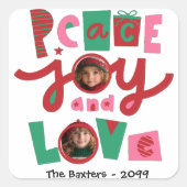 Pink und Green Peace & Liebe - Grußkarte Quadratischer Aufkleber (Vorderseite)