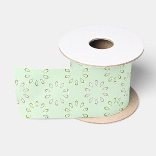 Pink und Green Petal Muster Satinband