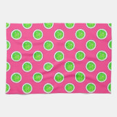 Pink und Green Pickleballs Preppy Kitchen Geschirrtuch (Horizontal)