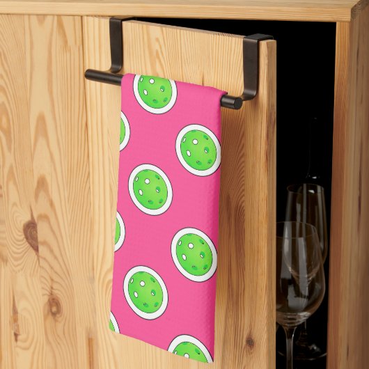 Pink und Green Pickleballs Preppy Kitchen Geschirrtuch (Drittel gefaltet)