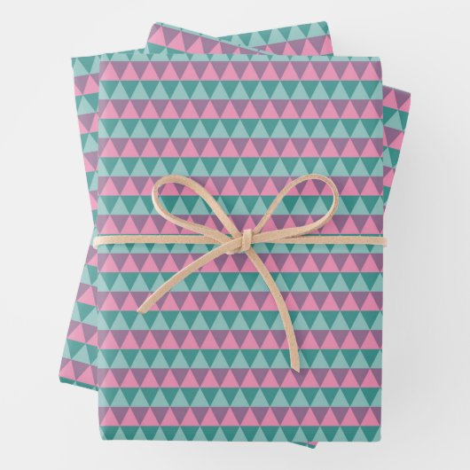Pink und Green Pine Tree Muster Geschenkpapier Set (Beispiel)