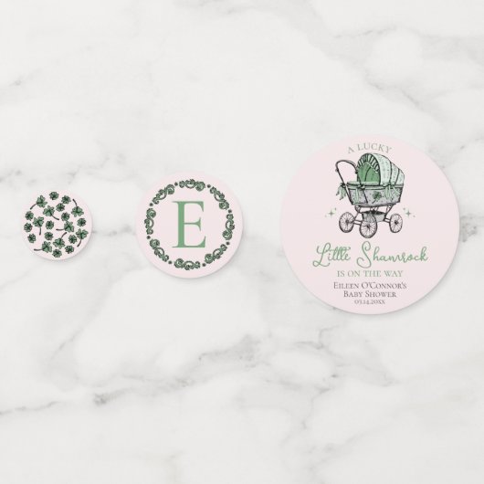 Pink und Green St Patricks Baby Duschtisch Konfetti (Rückseiten)
