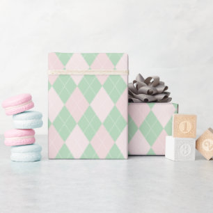 Pink und Green St Patrick's Day Baby Shower Raute Geschenkpapier