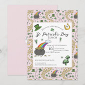 Pink und Green St Patricks Day Pot of Gold Lunch Einladung (Vorne/Hinten)