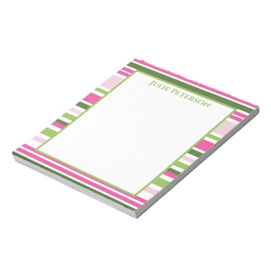 Pink und Green Strip Notepad Notizblock (Rotiert)