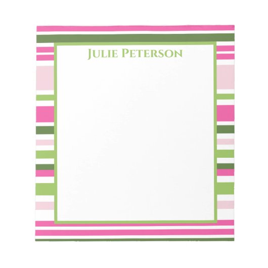 Pink und Green Strip Notepad Notizblock (Vorderseite)