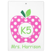 Pink und Green Teacher's Apfel Personalisiert Klemmbrett (Rückseite)