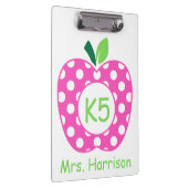 Pink und Green Teacher's Apfel Personalisiert Klemmbrett (Rechts)