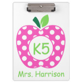 Pink und Green Teacher's Apfel Personalisiert Klemmbrett (Vorderseite)