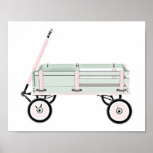 Pink und Green Toy Wagon Kinder Dekoration Plakat 